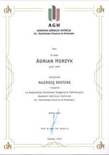 Najbardziej Prestiżowe Osiągnięcie Naukowe AGH 2023 Adrian Horzyk